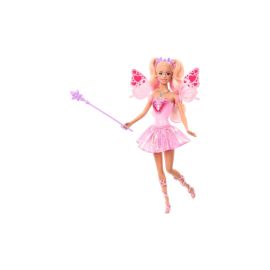Barbie Fantasy Feenpuppe mit Farbwechsel-Flügeln und -Outfit, Spielzeugzauberstab mit Schwamm und Mode-Accessoires