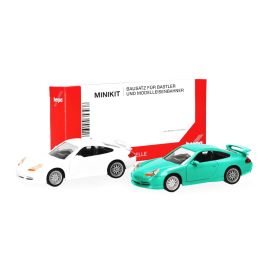 herpa - MiniKit Porsche 911 GT3 (996)  Grandprix Weiß und hellgrün, 2 Stück