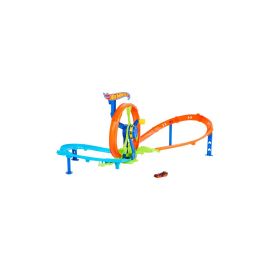 Hot Wheels Schnellstart- und Looping-Spielset mit Die-Cast-Spielzeugauto im Maßstab 1:64, Crash- und Streckenset