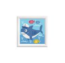 DIAMOND DOTZ® Original Diamond Painting   Shark Ahoy!   9,5 x 9,5 cm mit Bilderrahmen, 414 Diamant Mosaiksteine, Kreat