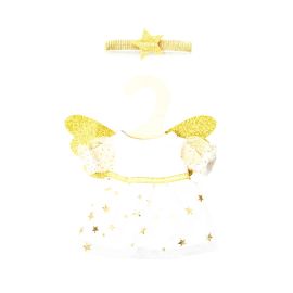 Puppen-Kleid Schutzengel mit Sternen-Haarband, mini, Gr. 20-25 cm