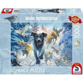 PU1000T.M.Frederickson Hundeliebe, schwarzer Labrador im Schnee