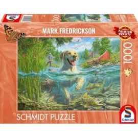 PU1000T.M.Frederickson Hundeliebe, gelber Labrador auf Fischjagd