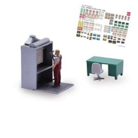 BUSCH H0 A-Set: Lackierer m. Kabine