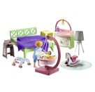 Schlafzimmer mit Babyspielecke