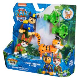 PAW Patrol Jungle Pups –  Hero Pups Figuren-Set mit 2 Hundefiguren (Chase   Tracker) und einer Tiger-Figur mit Wurffun