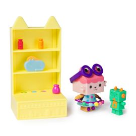 Gabby’s Dollhouse, Bobble Kitty Möbel Pack von Baby Box, Katzen-Figur mit Puppenhausmöbeln und Zubehörteilen