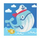 DIAMOND DOTZ® Original Diamond Painting Whale Song 9,5 x 9,5 cm mit Bilderrahmen, Bastelset mit glitzernden Diaman