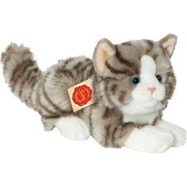 Teddy Hermann Katze liegend grau, ca. 20cm