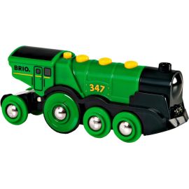 BRIO World 33593 Grüner Gustav elektrische Lok – Batterie-Lokomotive mit Licht   Sound – Kleinkinderspielzeug empfohle