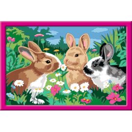 Ravensburger CreArt 28517 - Putzige Häschen - Malen nach Zahlen Kaninchen für Kinder ab 9 Jahre