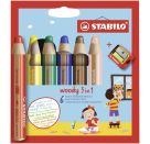 Buntstift, Wasserfarbe   Wachsmalkreide - STABILO woody 3 in 1 - 6er Pack mit Spitzer - mit 6 verschiedenen Farben