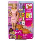 Barbie Puppe (blond) mit Hund und Welpen