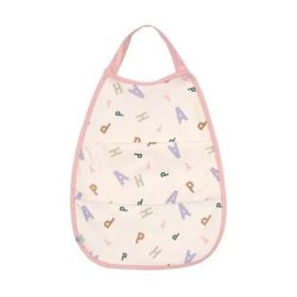 Medium Drop Bib with Pocket Happy Fruits peach