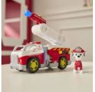 PAW Patrol Fire Rescue - Marshalls Feuerwehr-Fahrzeug mit kippbarer Leiter, Geschoss-Abwurf und Marshall Hundefigur