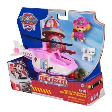 PAW Patrol Fire Rescue - Skyes Rettungshubschrauber mit Skye Hundefigur und Katzenfigur