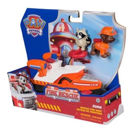 PAW Patrol Fire Rescue - Zumas Rettungsboot mit Zuma Hundefigur und Waschbärenfigur