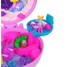 Polly Pocket Planet Polly-Schatulle, Spielset mit 1 Minipuppe und Hündchen, Reisespielzeug mit passendem Zubehör