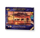 Malen nach Zahlen - Elefanten-Karawane (Triptychon)