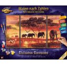Malen nach Zahlen - Elefanten-Karawane (Triptychon)