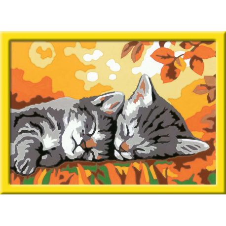 Ravensburger CreArt 28696 - Kätzchen im Herbst - Malen nach Zahlen Katze für Kinder ab 9 Jahre
