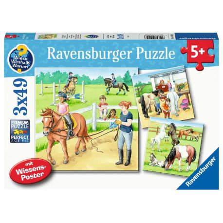 Ravensburger 5129 Puzzle Ein Tag auf dem Reiterhof 3 X 49 Teile