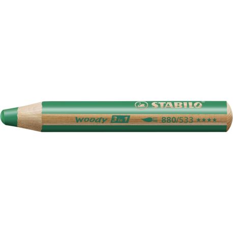 Multi-talented pencil STABILO® woody 3 in 1STABILO woody dunkelgrün wasservermalbar