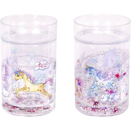 Glitzerbecher mit Schwimmelementen - Einhorn-Paradies