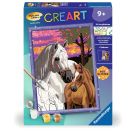 Ravensburger CreArt 28568 - Pferde im Sonnenuntergang - Malen nach Zahlen Pferde für Kinder ab 9 Jahre