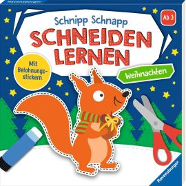 Ravensburger Schnipp-Schnapp Schneiden lernen Weihnachten - Schneiden und Kleben ab 3 Jahren - Block mit Belohnungssti