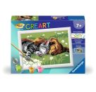 Ravensburger CreArt 28015 - Tiefer Schlaf - Malen nach Zahlen Hund und Katze für Kinder ab 7 Jahre
