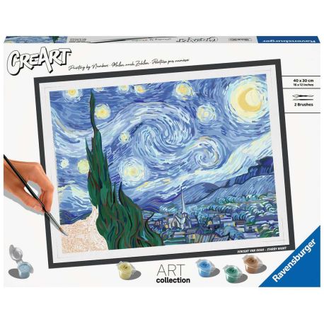 Ravensburger CreArt - Malen nach Zahlen 23518 – ART Collection: Die Sternennacht (Van Gogh) – ab 14 Jahren