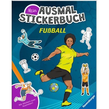 Ravensburger Mein Ausmalstickerbuch Fußball - Großes Buch mit über 300 Stickern, viele Sticker zum Ausmalen