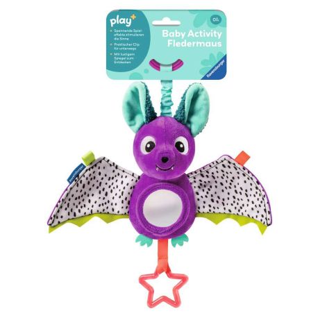 Ravensburger 12034051 Play+ Baby Activity-Fledermaus, Baby-Spielzeug ab 0 Monate, Kinderwagenspielzeug, Plüschtier