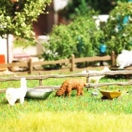 BUSCH H0 A-Set: Alpakas m.Tränke