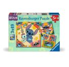Ravensburger Kinderpuzzle - 12004114 Disney Stitch - Puzzle für Kinder ab 5 Jahren, mit 3x49 Teilen