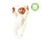 Puppen-Strickstrampler aus 100 % Bio-Baumwolle, ecru, Gr. 28-35 cm