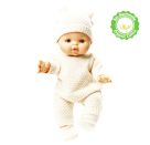 Puppen-Strickstrampler aus 100 % Bio-Baumwolle, ecru, Gr. 28-35 cm
