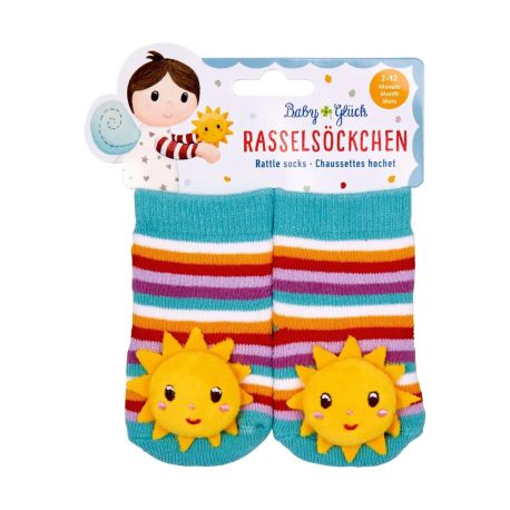 Rasselsöckchen Sonne - BabyGlück, one size (2-12 Monate)