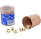 Leder-Würfelb. natur 5 cm+6 Würfel, Dose