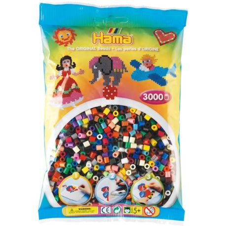 Hama® Bügelperlen Midi - Vollton Mix 3000 Perlen (22 Farben).