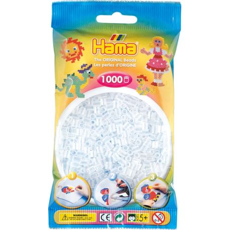Hama® Bügelperlen Midi - Transparent Weiß 1000 Perlen.