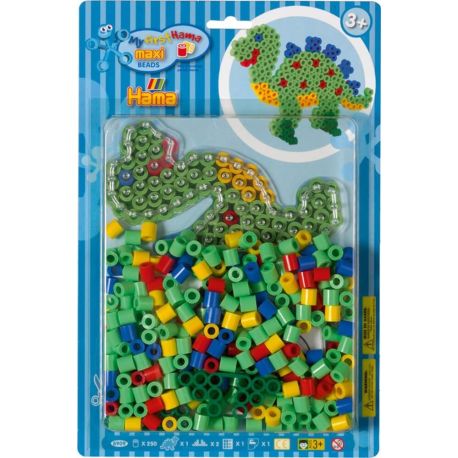 Hama® Bügelperlen Maxi - Blisterset Dino - 1 Stiftplatte Dinosaurier, 250 Perle.