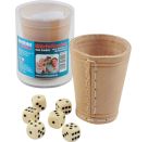 Leder-Würfelbecher natur 9 cm+6 Würfel