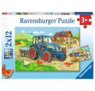 Ravensburger 7616 Puzzle Baustelle und Bauernhof 2 X 12 Teile