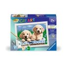 Ravensburger CreArt 27839 - Süße Hundewelpen - Malen nach Zahlen Hund für Kinder ab 7 Jahre