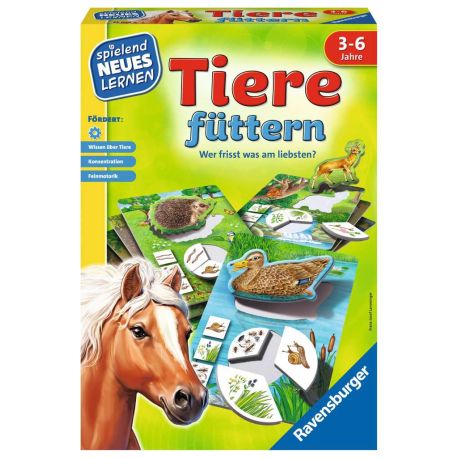 Ravensburger 25034 - Tiere füttern - Spielen und Lernen, Lernspiel für Kinder ab 3-6 Jahren, Spielend Neues Lernen für