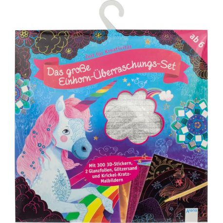 Cresci, Anne: Zeit für Kreativität  Das große Einhorn-Überraschungs-Set  Mit 300 3D-Stickern, 2 Glanzfolien, Glitzer