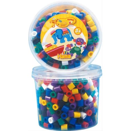Hama® Bügelperlen Maxi - Dose Vollton Mix 600 Perlen (7 Farben).