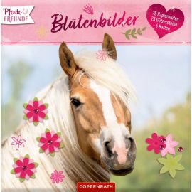Pferdefreunde: Blütenbilder  Karten, Papierblumen, Glitzersteine